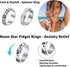 8pcs MUCAL Fidget Rings for Anxiety Stainless Steel Spinner Ring Anti Anxiety Ring Spinning Moon Star Cool Stress