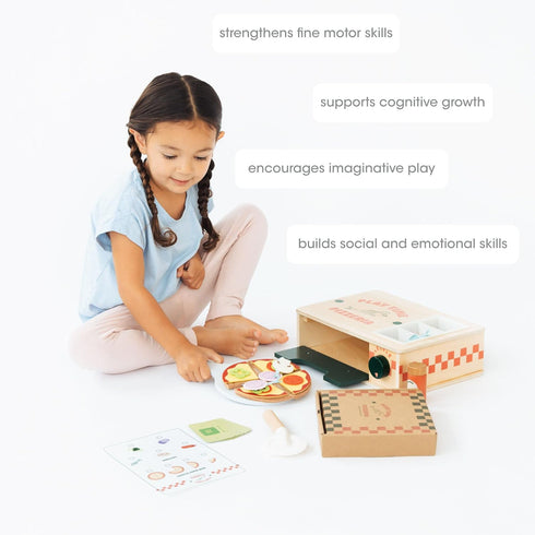 Set, 38-Piece (38 Set, 3+ Pearhead Wooden Pizzeria Montessori Pretend Play Food Play Kitchen Accessories, Pcs) Toy