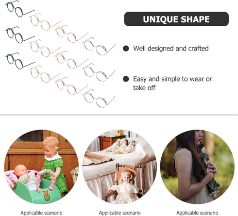 NUOBESTY 20pcs Mini Glasses Doll Dress Up Accessories, Tiny Eyeglasses for Dolls, Miniature Things for Doll Costumes