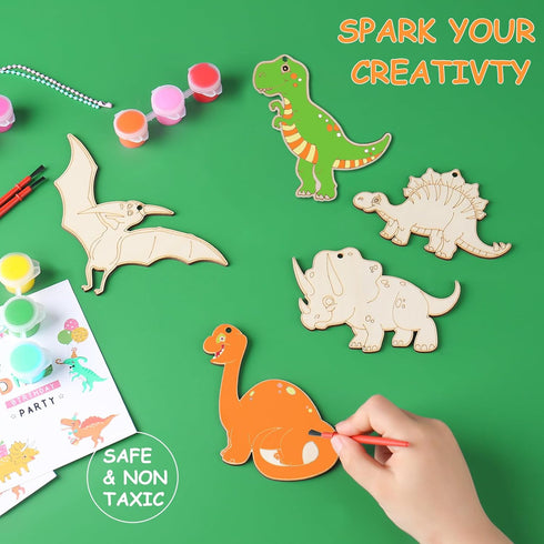 24 Pack JOTIKO Dinosaur Party Favors Painting Toys Dino Birthday Treat Goodie Bag Stuffers Pinata Fillers Return Gifts
