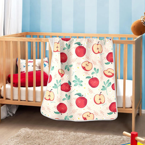 KICPOAY 30x40 Inch Swaddle Blanket for Apples with Leaves Baby Receiving Blanket Muslin Baby Swaddles Soft Cotton