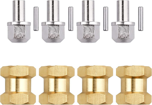 4PCS CrazyHobby Brass Wheel Hubs Extensions, 12mm Wheel Spacers Hex Drive Adapter for 1/10 RC Crawler Axial SCX10 &