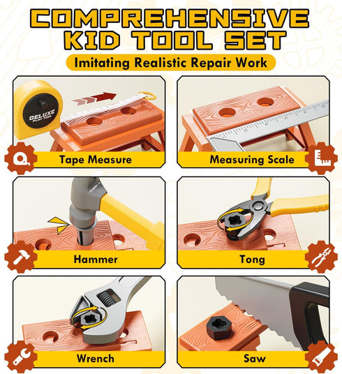 Set 3 3-5 Lehoo Castle Kids Tool with Electric Toy Drill and Tool Box, Construction Toys for Year Old Boys Birthday