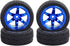 4PCS 1:10 RC Tires and Plastic Wheels Rims for On Road Touring Racing Drift Car, Traxxas HSP HPI (Blue)