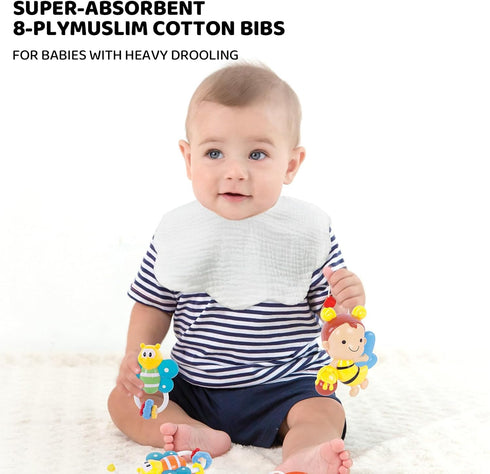 12 Pack Baby Drool Bibs for Unisex Girls Boys Baby Muslin Bibs for Drooling and Teething