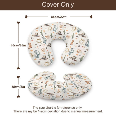 KuphiL10C Western Cactus Hats Stars Pattern Nursing Pillow Cover, Unisex Removable Breastfeeding Pillowcase Slipcover