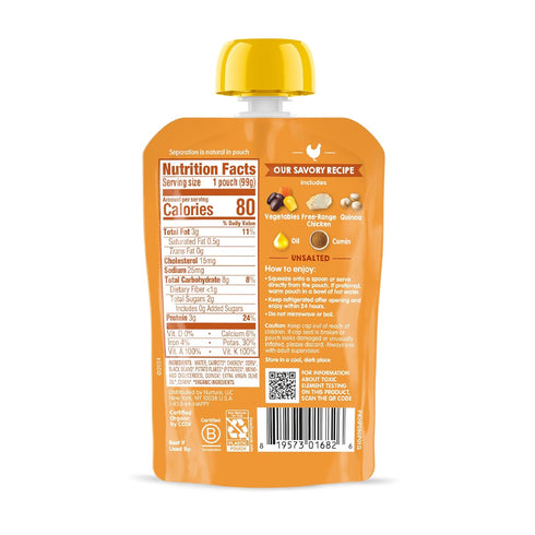 3 3.5 (Pack 16) Happy Baby Organics Savory Blends Stage Baby Food Puree, Free Range Chicken, Garden Vegetables & Quinoa