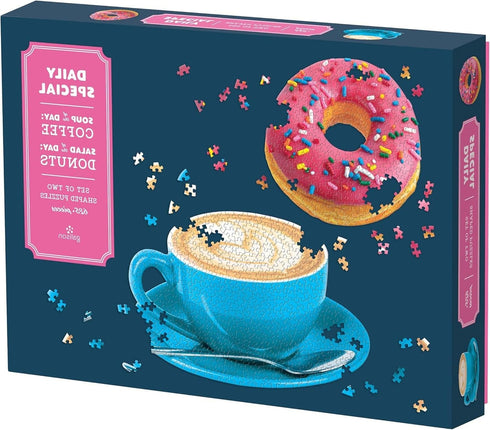 Galison Daily Special 2-in-1 Shaped Puzzle Set, 625 Pieces Total – Two Puzzles Featuring a Donut and Coffee