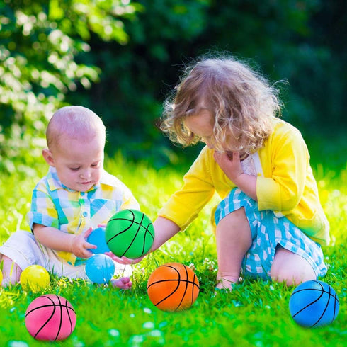 Shindel 5 Inch Mini Toy Basketball - 6PCS Colorful Rubber Basketballs with Pump for Toddlers, Indoor and Outdoor Play