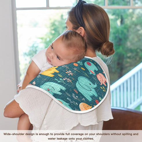 Bulletgxll Set 4, Vintage Elephants Unisex Baby Burp Cloths of Soft Absorbent Organic Cotton Muslin Burping Cloths