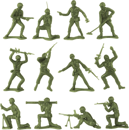 TimMee Plastic Army Men - OD Green vs Tan, 48pc Toy Soldier Figures, Made in USA