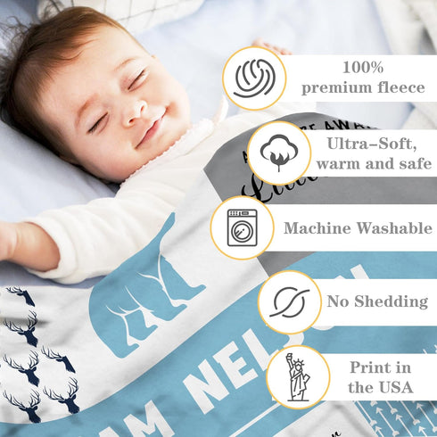 Personalized Baby Blanket for Boys Girls Custom Baby Blanket with Name for Toddlers Kids Fleece Bed Throw Blanket