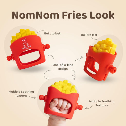 3-6 6-12 French Fries Baby Teething Toys - Teething Mitten, Baby Chew Toy, Teethers for Babies Months and Months