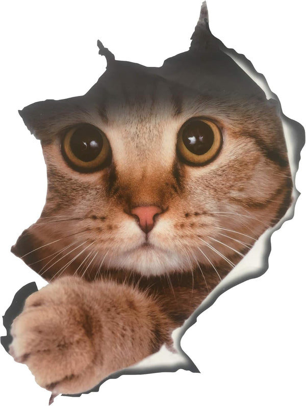 Pack of 2 Washroom Toilet Seat Stickers - Adorable Cat Animal Pattern 3D PVC Wall Decor