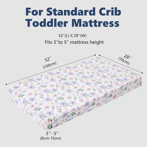 2 Pack 28x52in, TILLYOU Baby Crib Sheets for Boys Girls, Super Soft Toddler Bed Sheets, Sheets for Standard Crib