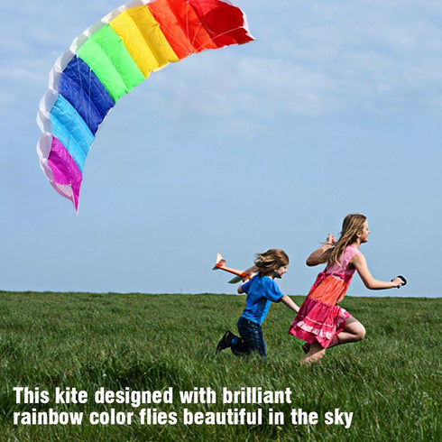 1.4m/2m/2.7m Rainbow Color Dual Line Stunt Power Sport Kite Flying Tools for Outdoor Fun Play