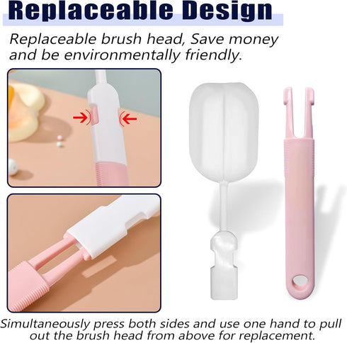 5PCS (5 Spong Bottle Brush Cup Brushes Sponge Baby Bottle Brushes Long Handle Cup Scrubber Brush Portable Sponge
