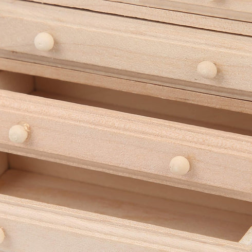 1:12 Wooden Table Square - 8 Button Dollhouse Movement Cabinet Mini Furniture, Beautiful Color Kit for Handcraft DIY