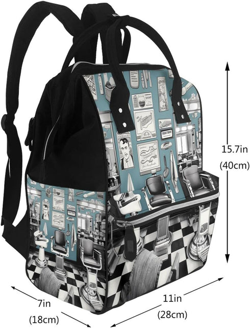 OUSIKA Backpack Daypacks barber shop Print Diaper Bag Multifunction Laptop Travel Large Nappy Bag, Black, One Size