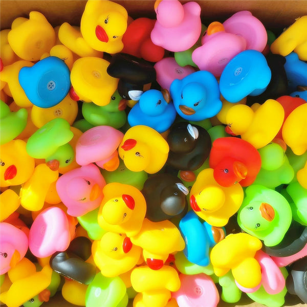 DZTIAN 12 Pcs Multicolored Mini Multicolor Rubber Ducks Baby Bath Ducky Bathtub Pool