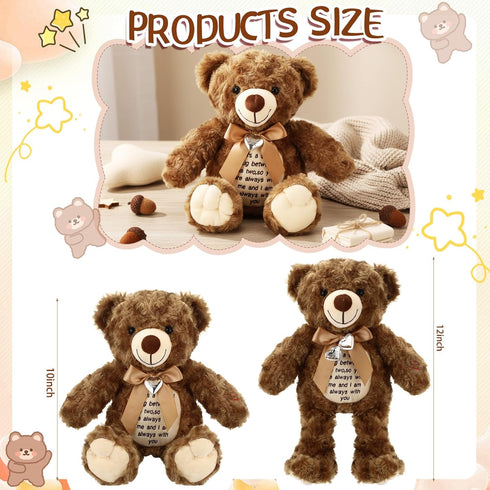 12 Inch Set Silipull Bear Stuffed Animals with Voice Recorder Photo Pendant Cute Soft Plush Bear Messages Playback