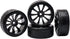 1/10 RC Drift Wheels, 12mm Plastic RC Drift Tires & Black 10 Spokes Wheel Rims, Pack of 4