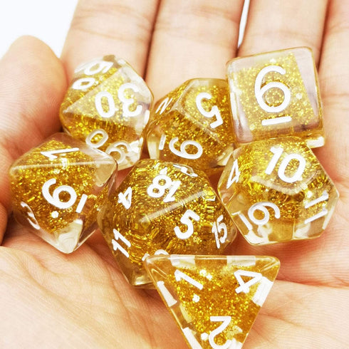 Haxtec Glitter DND Dice Set, 7PCS Polyhedral D D Dice for Roleplaying Games, Compatible with Dungeons and Dragons