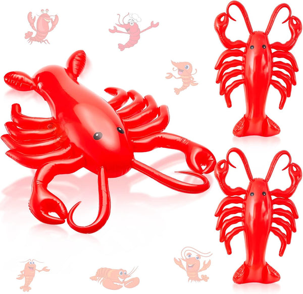 Juexica 3 Pcs 20 Inches Inflatable Lobsters Blow up Crawfish Party Decorations