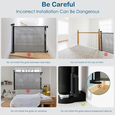 Retractable Baby Gate for Doorways & Stairs - 35" Tall, Extends up to 55" Wide, Child & Pet Friendly, Black