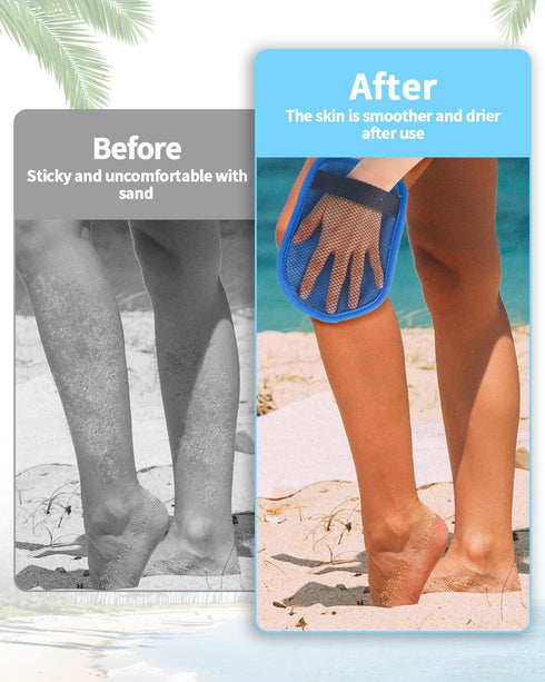 Aecsze 2 PCS Sand Remover for Beach, Soft Wipe Off Mitts for Sand Removal, Ideal for Beach, Volleyball, Surf
