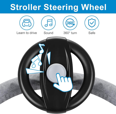 Accmor Stroller Steering Wheel Toy, Simulated Steering Wheel for Stroller Shopping Carts Cart Universal Detachable