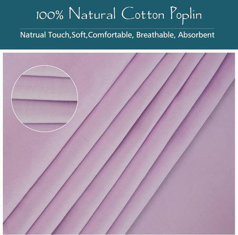 28x52 Baby Crib Fitted Sheet Poplin Natural Cotton for Standard Crib &Toddler Mattress Sheet Cover Solid Purple Girl