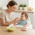 2 Silicone Baby Bibs pcs with Silicone Baby Spoons Self Feeding Waterproof, Soft