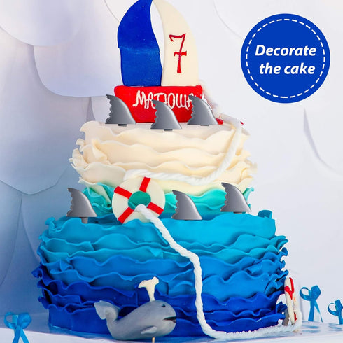 Blulu 36 Pcs Shark Fin Cupcake Toppers, Ocean Animals Theme Party Picks for Baby Shower, Birthday, Summer Decorations