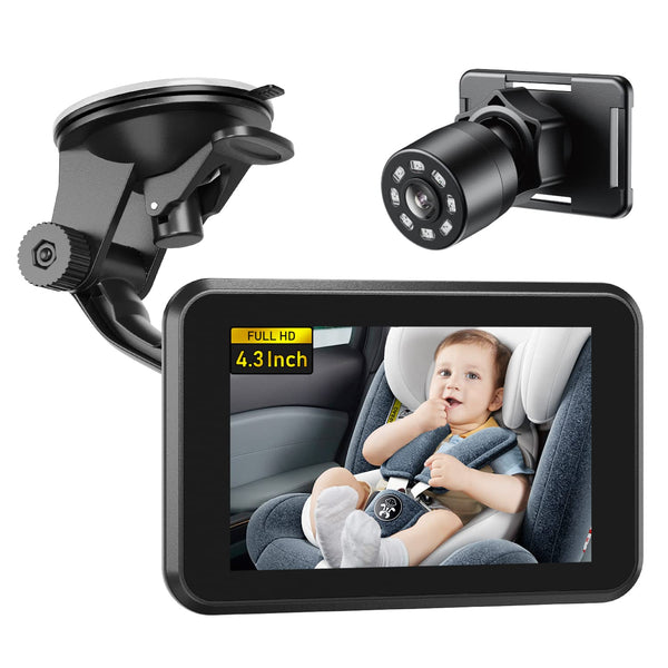 Itomoro Baby Car Camera, 4.3" HD Night Vision Car Baby Monitor with