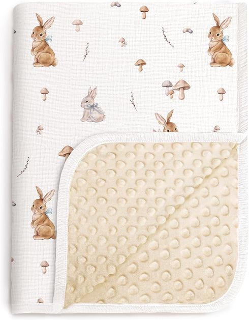 lulumoon Baby Blankets for Newborn Unisex: Thermal Minky Dotted Backing with Bunny