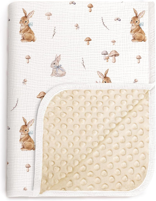 lulumoon Baby Blankets for Newborn Unisex: Thermal Minky Dotted Backing with Bunny