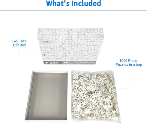 Jigsaw Puzzles 1000 Pieces for Adults - Pure Blank White Puzzles - Solid Color Hardest Difficulty Jigsaw Puzzle