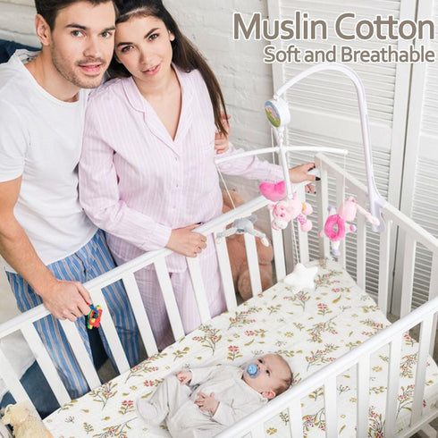 Sheets,2 Pack Boy,52inx 28in Muslin Crib Mini Crib Sheets for Girl Crib Mattress Sheet,Soft and Breathable.