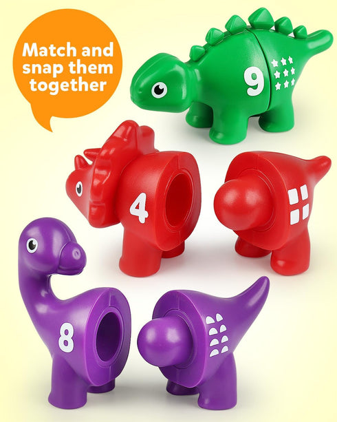 Coogam Numbers Matching Game 10PCS, 123 Counting Dinosaur Toys, Educational Montessori Learning Toys for Ages 2-4