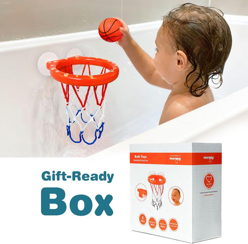 Bath Toys, Bathtub Basketball Hoop for Toddlers with 4 Soft Balls, Mold Free & Strong Suction Cup