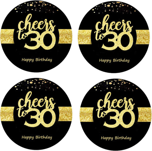 Sumerk 48 PCS Cheers to 30 Stickers - Large 2 INCHES Round Birthday Card Seals for 30th Parties