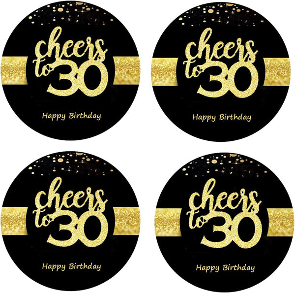 Sumerk 48 PCS Cheers to 30 Stickers - Large 2 INCHES Round Birthday Card Seals for 30th Parties