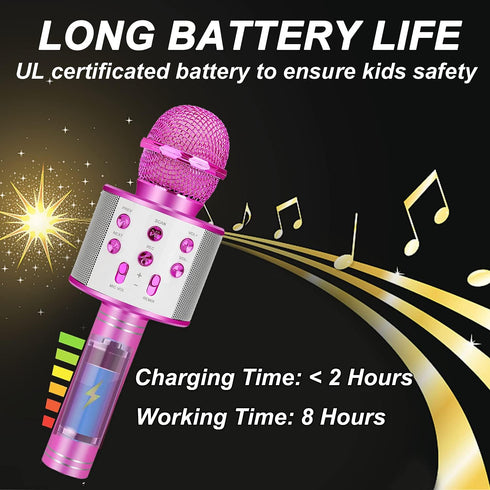 Karaoke Machine Microphone for Kids, Toddler Microphone for 3-12 Year Old Girls, Birthday Gifts and Toys