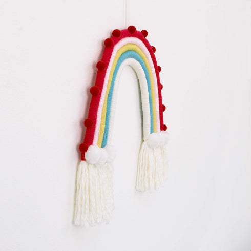 NoJo Little Love Rainbow Tapestry, Red, Pink, Yellow, Blue, and White Yarn Wall Décor