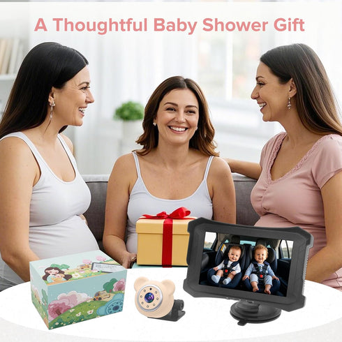 VSSTECH 5 Inch 360 Baby Car Camera & Rear-Facing Infant Monitor with IR Night Vision, Rotatable, Simple Backseat