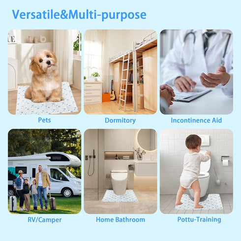FCQWMTSD 60 Pack Commode Commode Disposable Toilet Mat,Non-Slip Waterproof U-Shape Pads for Adult Incontinence & Kids