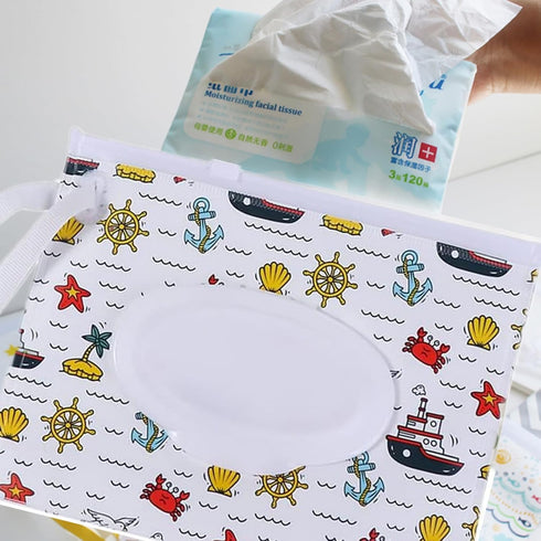 Selxran 2 Travel Wipes Case, Pcs Wipe Container Travel Wipe Dispenser Wet Wipes Box Cute Clamshell Wipes Case Reusable