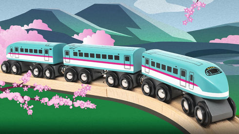 36086 3 BRIO World Trains of The World Shinkansen Hayabusa Train | Wooden Toy Train for Kids Aged Years Up