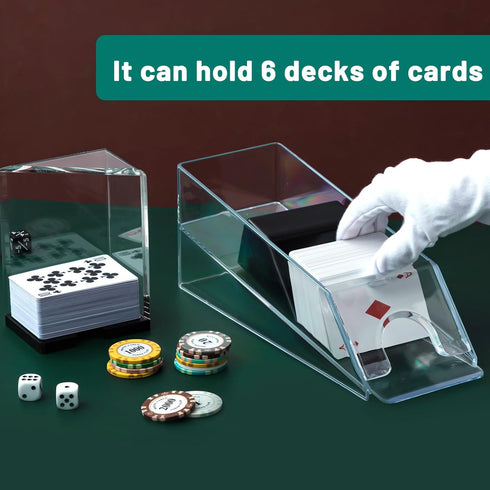 Honoson Accessories(6 Blackjack Shoe and Discard Tray Clear Acrylic Blackjack Dealing Shoe Card Dispenser for Playing